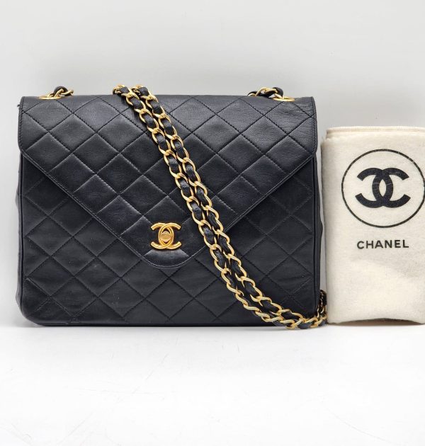 Chanel Timeless Classic Turn Lock Envelope Single Flap Bag with 24K Gold
