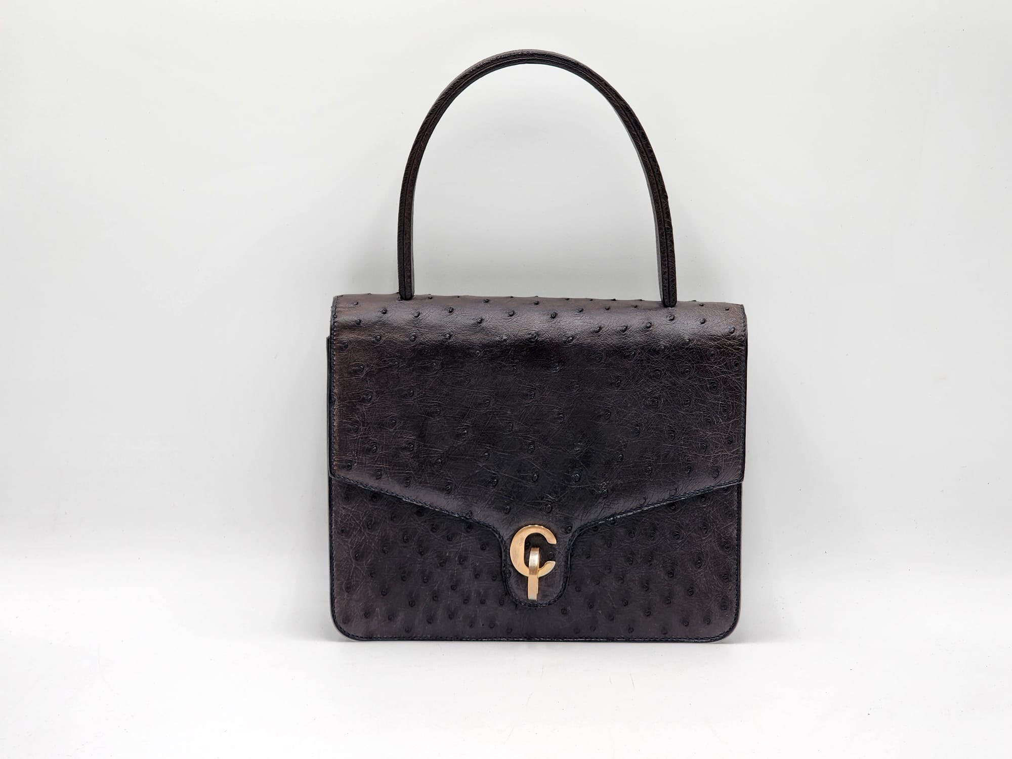 Christian Dior Diorever Rare Vintage Ostrich Top Handle Handbag