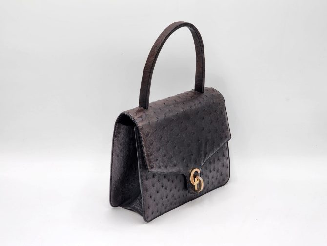 Christian Dior Diorever Rare Vintage Ostrich Top Handle Handbag - Image 3