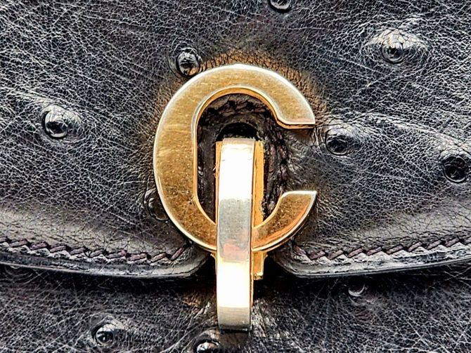 Christian Dior Diorever Vintage Ostrich Top Handle Handbag - Image 11