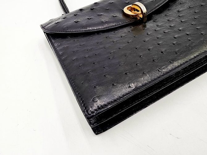 Christian Dior Diorever Vintage Ostrich Top Handle Handbag - Image 13